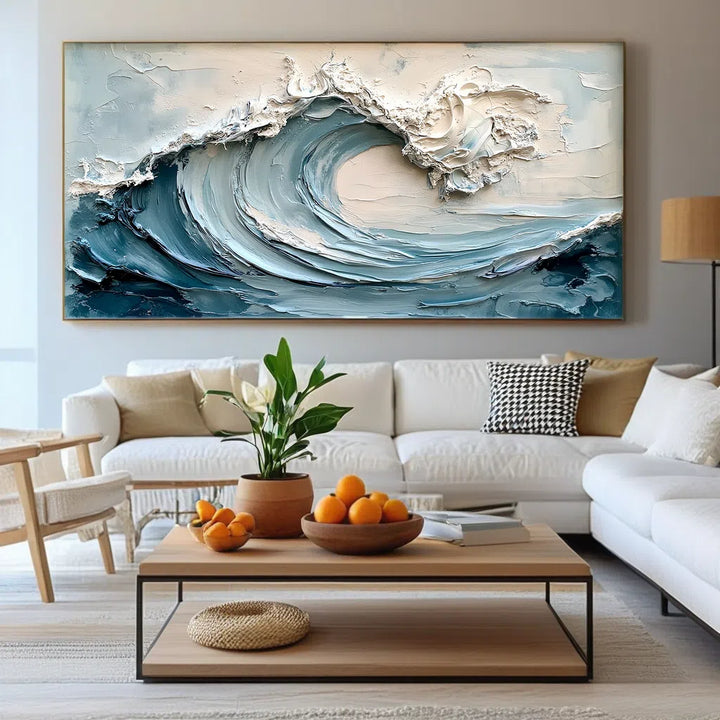 Cresting Impasto – 3D Wave Hand-Painted Oil Painting