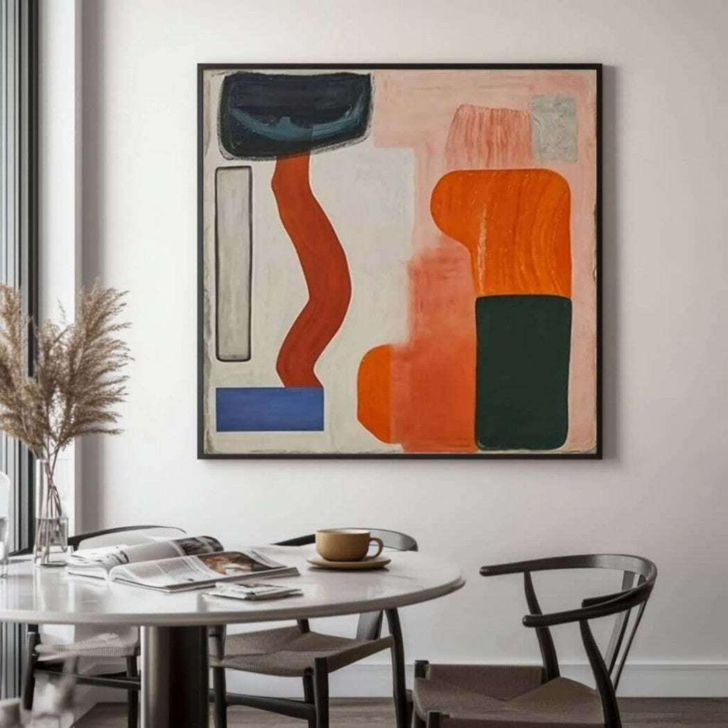 Vermilion Current – Abstract Hand-Painted Oil Painting