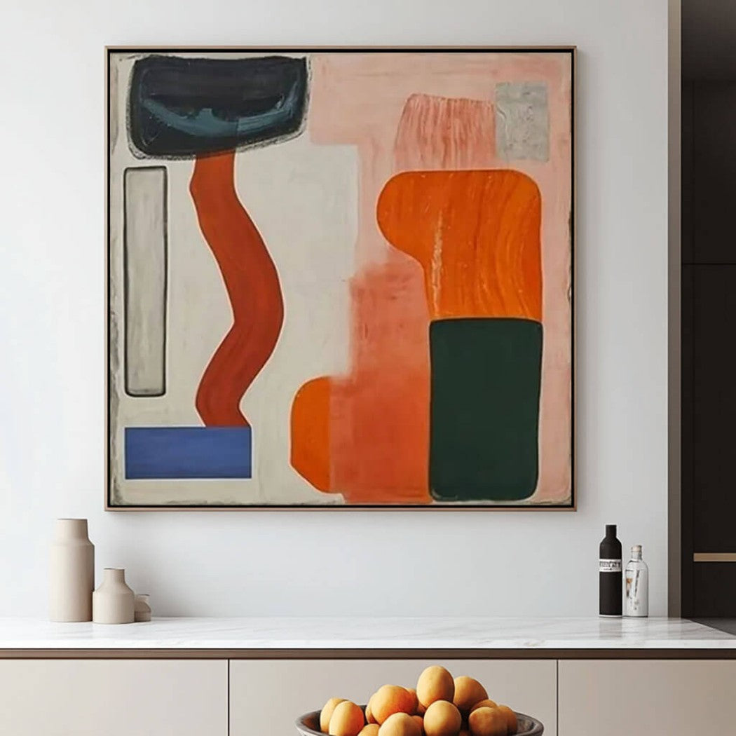 Vermilion Current – Abstract Hand-Painted Oil Painting