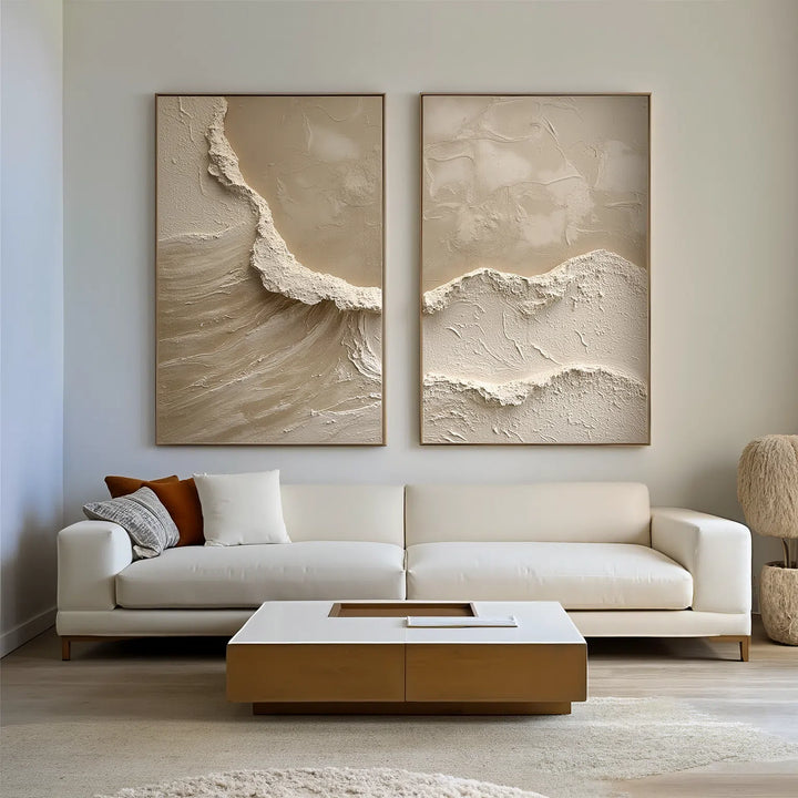 Sandstone Surge – Wabi-Sabi Hand-Painted Diptych Set