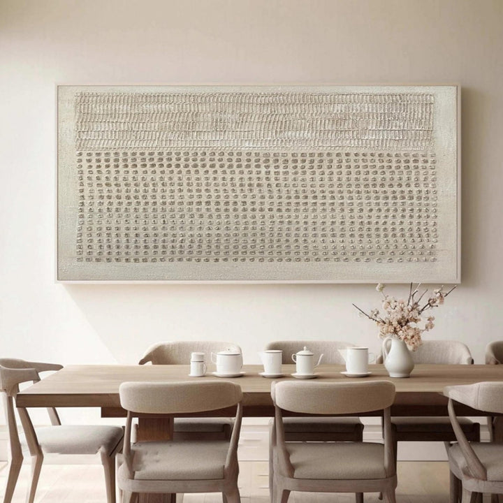 Glyphic Repetition – Wabi-Sabi Hand-Painted Oil Painting