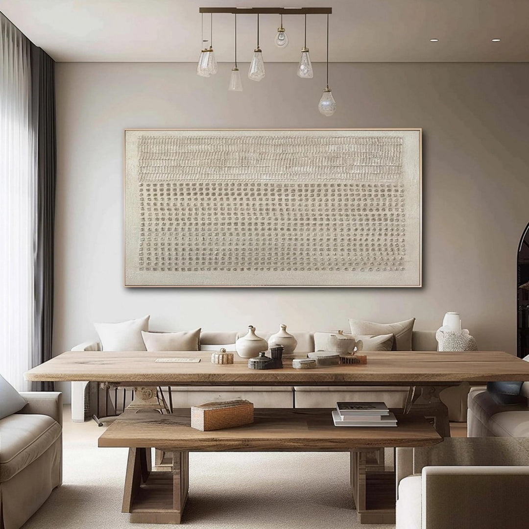 Glyphic Repetition – Wabi-Sabi Hand-Painted Oil Painting