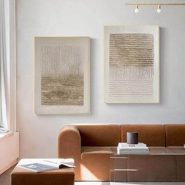 Kinetic Lines – Wabi-Sabi Hand-Painted Diptych Set