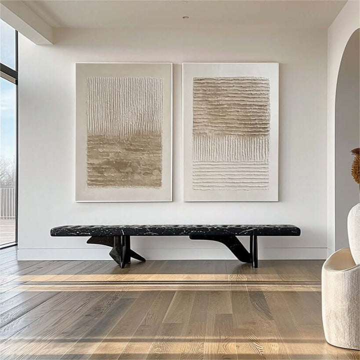 Kinetic Lines – Wabi-Sabi Hand-Painted Diptych Set