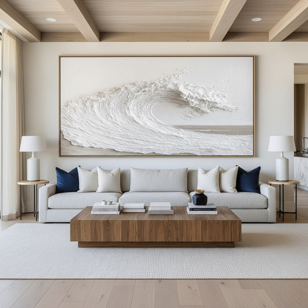 Monolithic Wave – Wabi-Sabi Hand-Painted Oil Painting