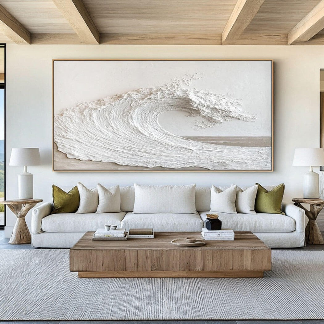 Monolithic Wave – Wabi-Sabi Hand-Painted Oil Painting