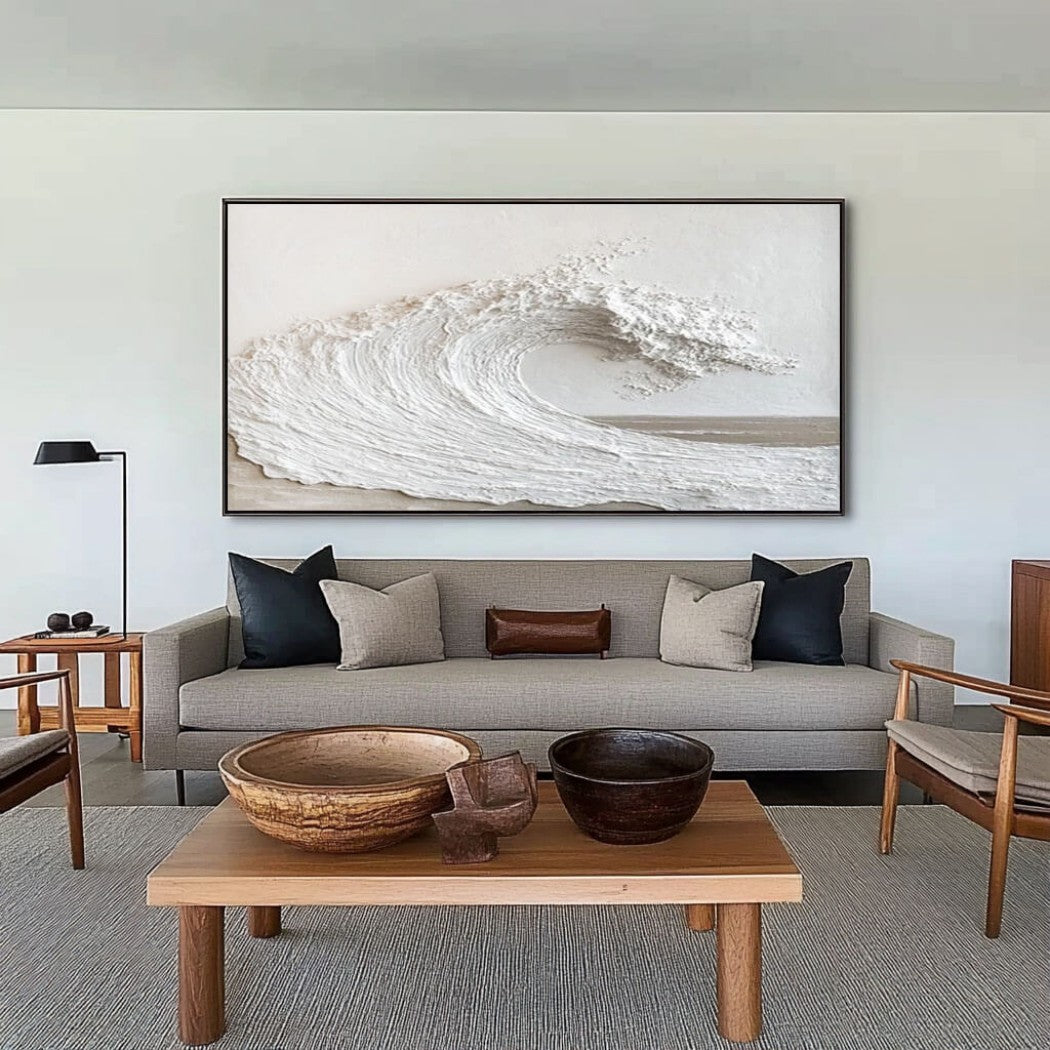 Monolithic Wave – Wabi-Sabi Hand-Painted Oil Painting