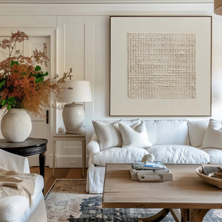 Rectilinear Code – Wabi-Sabi Hand-Painted Oil Painting