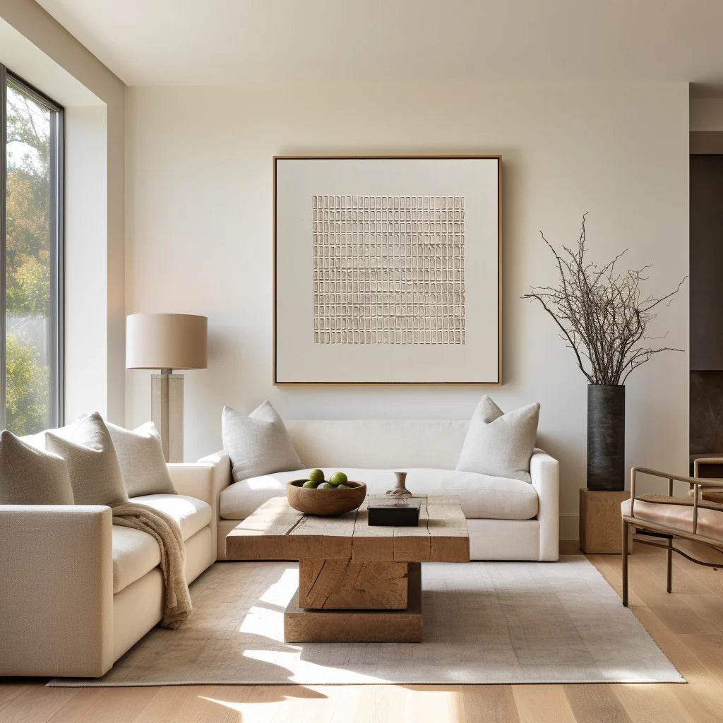 Rectilinear Code – Wabi-Sabi Hand-Painted Oil Painting