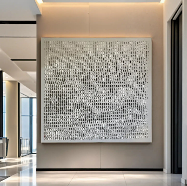 Textural Grid – Wabi-Sabi Hand-Painted Oil Painting