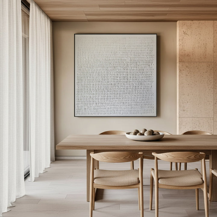 Textural Grid – Wabi-Sabi Hand-Painted Oil Painting