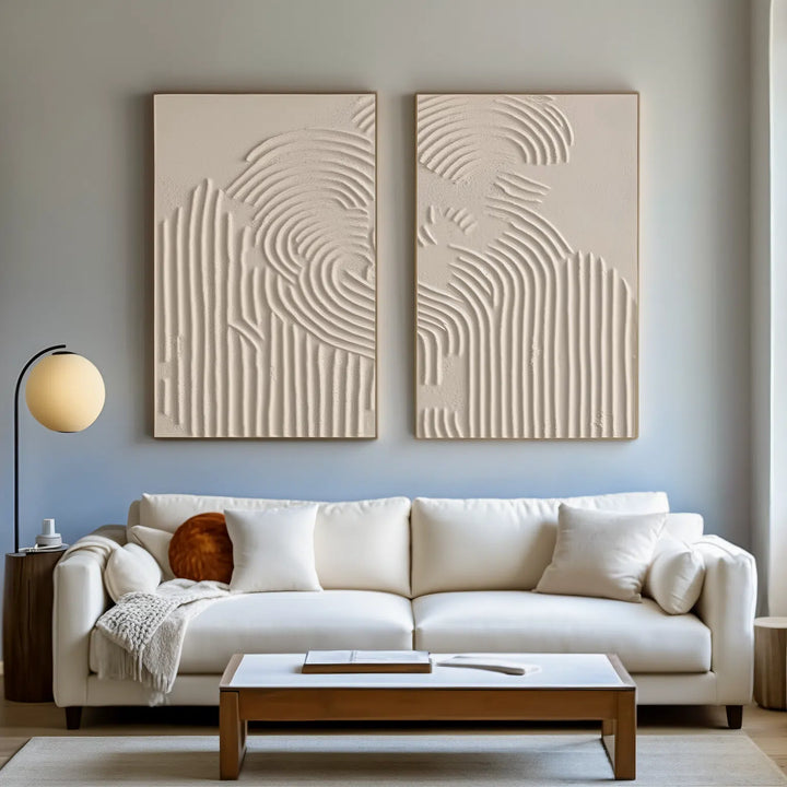 Concentric Flow – Wabi-Sabi Hand-Painted Diptych Set