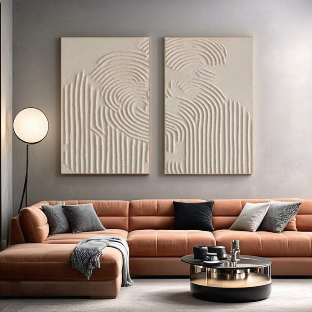 Concentric Flow – Wabi-Sabi Hand-Painted Diptych Set