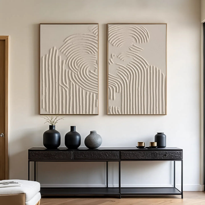 Concentric Flow – Wabi-Sabi Hand-Painted Diptych Set